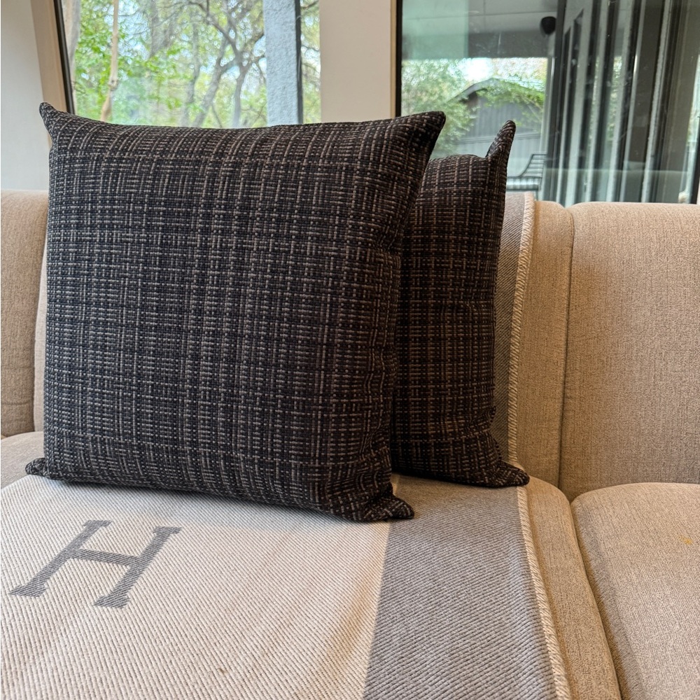 Pair of 20x20 Gray PatternedThrow Pillows